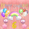 6Th Rainbow Theme Happy Birthday Banner Decoration Multicolour For 6 Year Baby Boys Girls Kids 5 Pc Rainbow 10 Pc Multicolor Bal