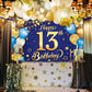 Katchon, Xtralarge Blue And Gold Happy 13Th Birthday Banner - 72X44 Inch | Blue Happy 13Th Birthday Backdrop, 13Th Birthday Decorations For Boys | Blue And Gold 13Th Birthday Party Decorations Boy