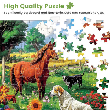 300 Piece Puzzles For Adults,Dogs And Horses Large Piece Jigsaw Puzzle For Adults Kids Seniors,Recycled Cardboard Dogs Puzzle 300 Piece,Family Activity Great Gift For Family Friends 20.5 * 15 In