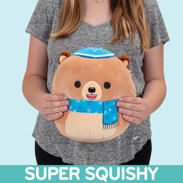 Squishmallows 10 Stokely Teddy Bear - Plush Collectible with Star of David Scarf, Brown, Small - Perfect Gift for Kids, Girls & Boys