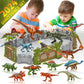 Oriate Jurassic Dinosaur Toys Catch N Run Fighting Playset, 32 Pcs Include Big T-Rex & Carnotaurus 12 Mini Dinosaur Figures 6 Fences 1 Egg Play Sets, Dinosaur Toys For Kids 2-4 3-5
