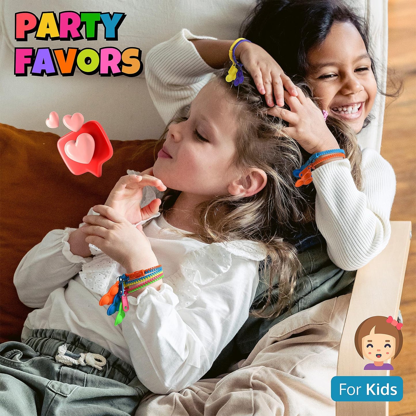 UpBrands 72 Fidget Party Favors for Kids Upgraded Zipper Pop-it Bracelets, ADHD Fidget Toys, Fidget Poppers, Gifts for Kids Bulk