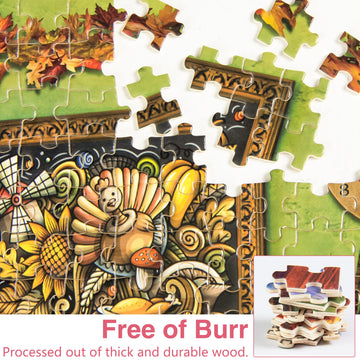 Lavievert Wooden Jigsaw Puzzle 1000 Piece Puzzle For Adults And Kids - Thanksgiving Dinner, Turkey, Pumpkin Pie