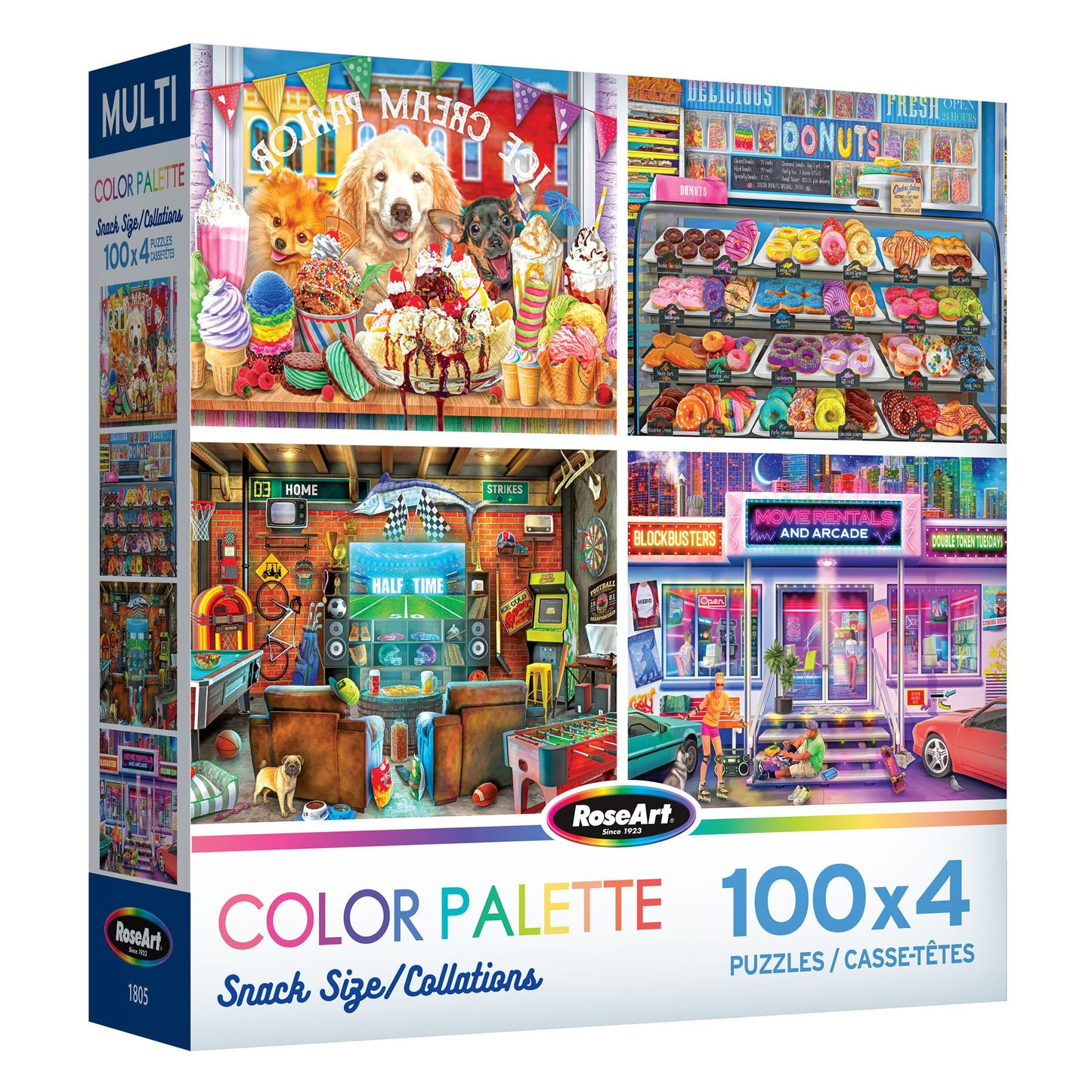 Roseart - Snack Size - Color Palette - 4 X 100 Piece Jigsaw Puzzle For Adults