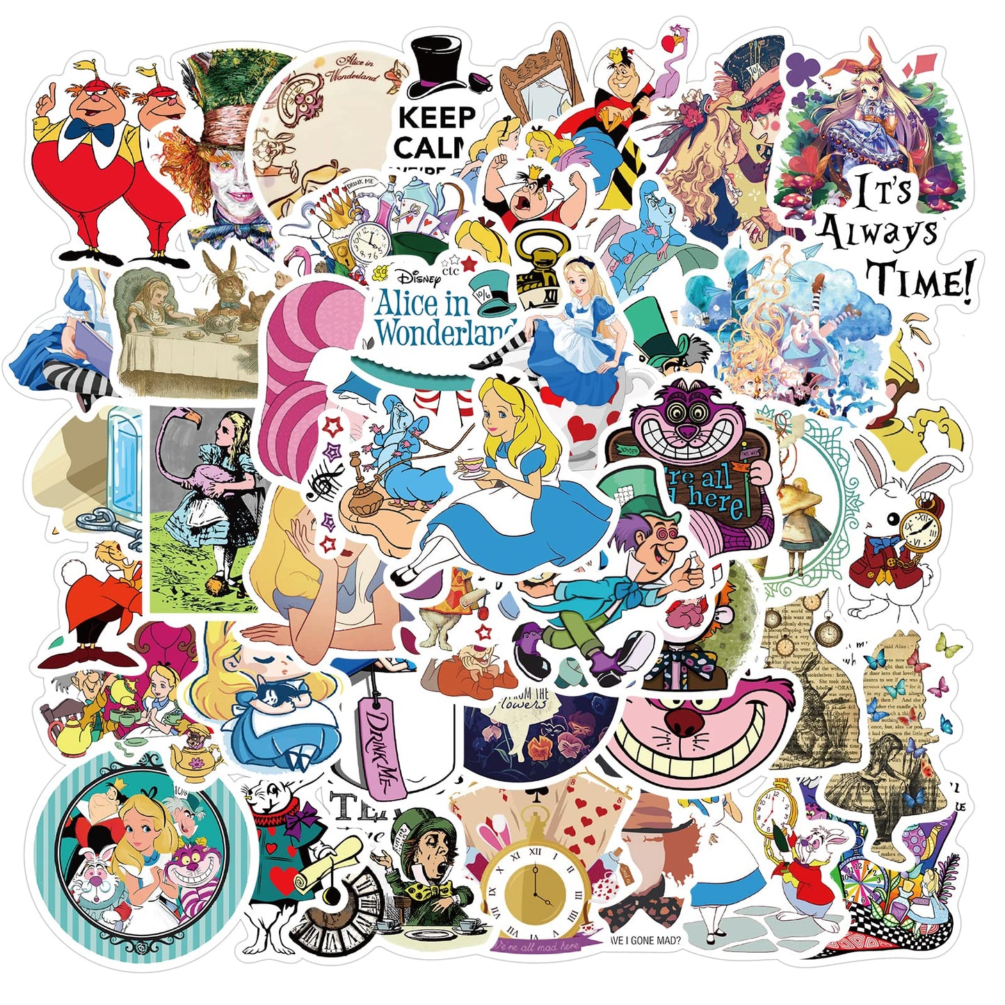 50 Cartoon Alice In Wonderland Stickers Waterproof Stickers Vinyl Sticker Clings Water Bottles Laptop Scrapbooking Computers Pho
