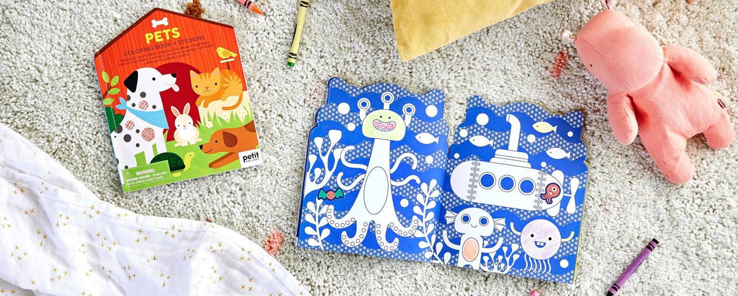 Coloring Book with Stickers Pets
