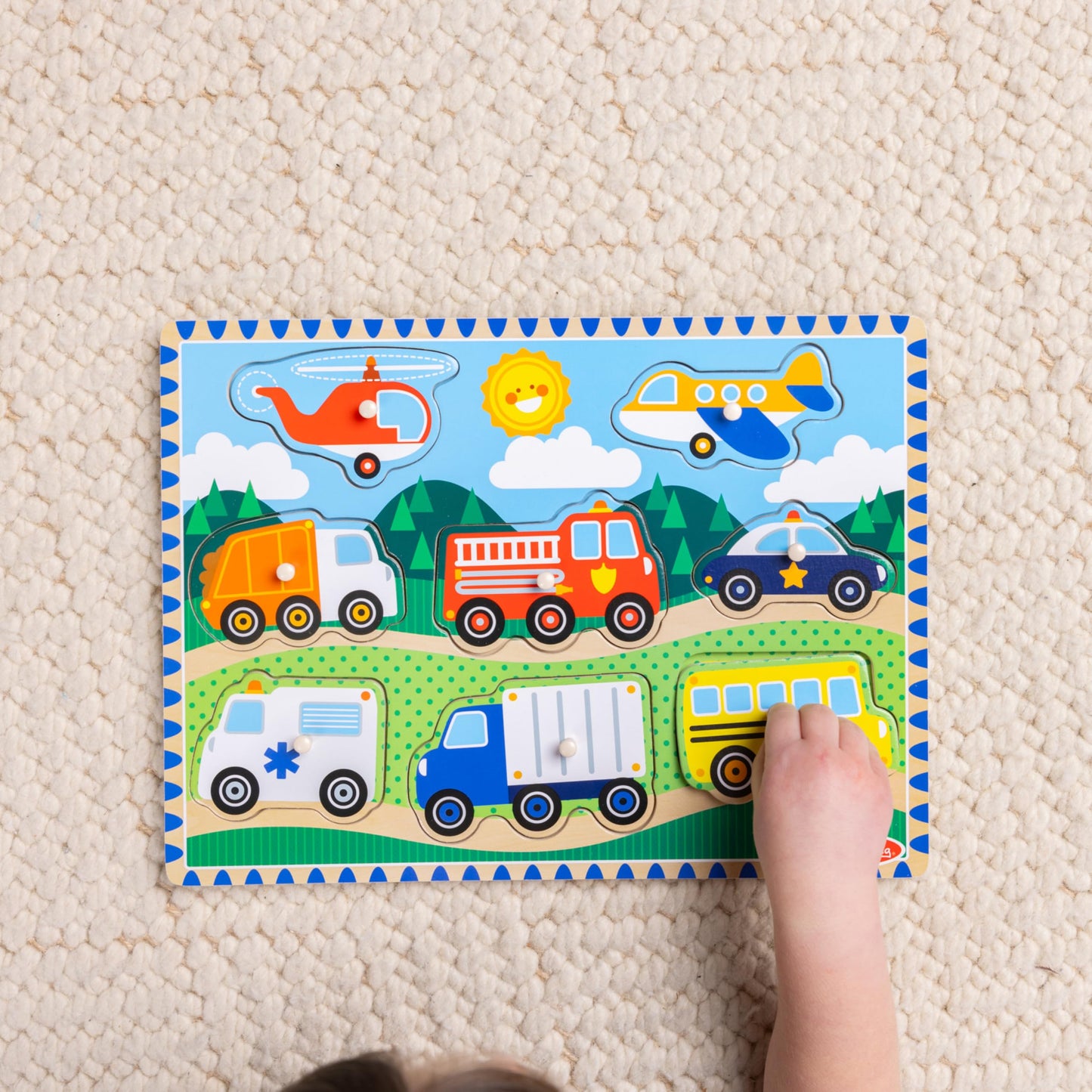 Melissa & Doug Vehicles Wooden Peg Puzzle (8 Pcs)