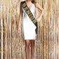 Rhinestonesash Senior Sash - Senior Gold Glitter Black Premium Quality Premium Grade Satin Sash - Senior Send Off Gifts - Black