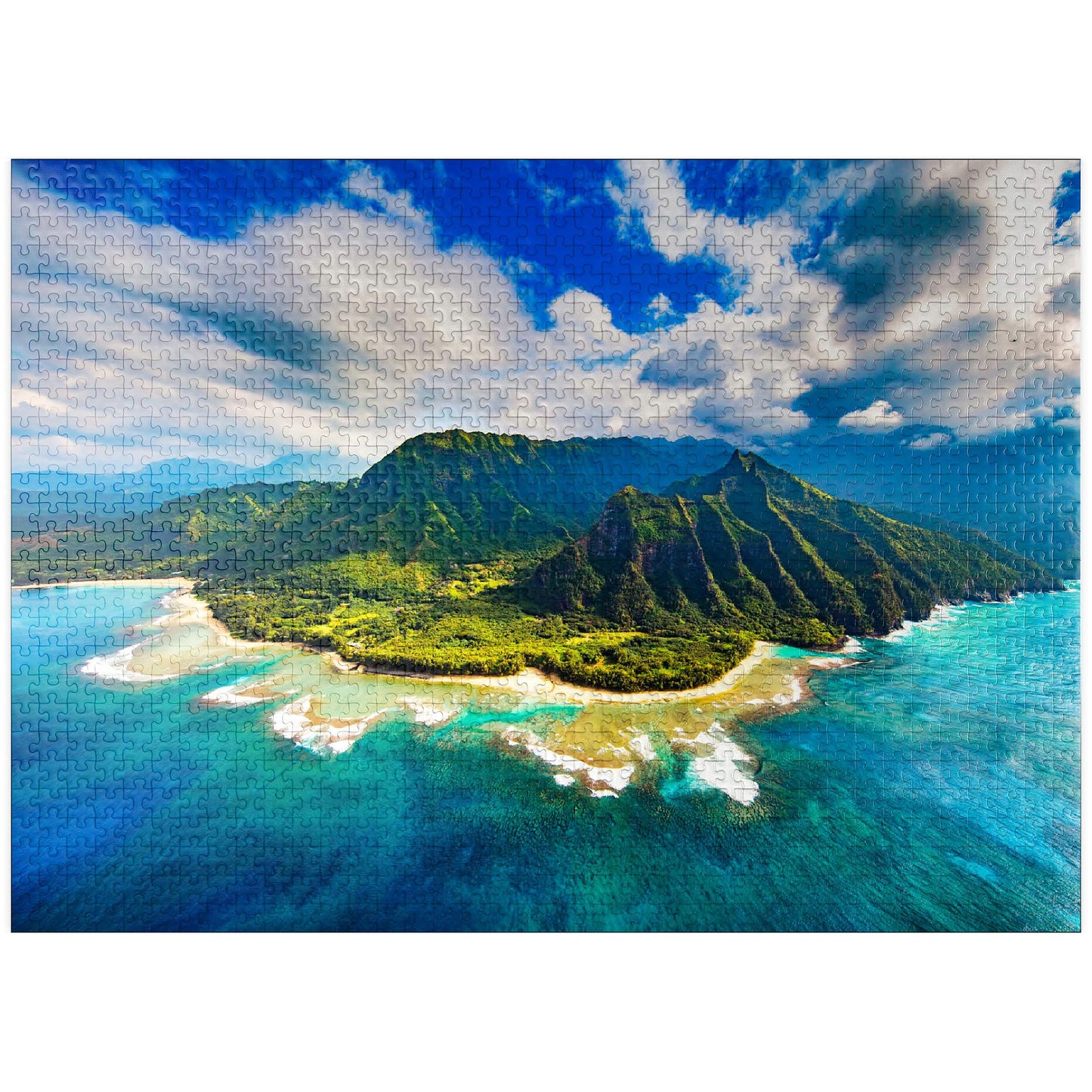 MyPuzzle 1000 Piece Jigsaw Puzzle - Aerial View Na Pali Coast, Kauai, Hawaii, Colorful Cardboard for Adults