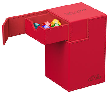 Ultimate Guard Flip'N'Tray 100+, Deck Case For 100 Double-Sleeved Tcg Cards + Dice Tray, Red, Independent Magnetic Closure & Microfiber Inner Lining