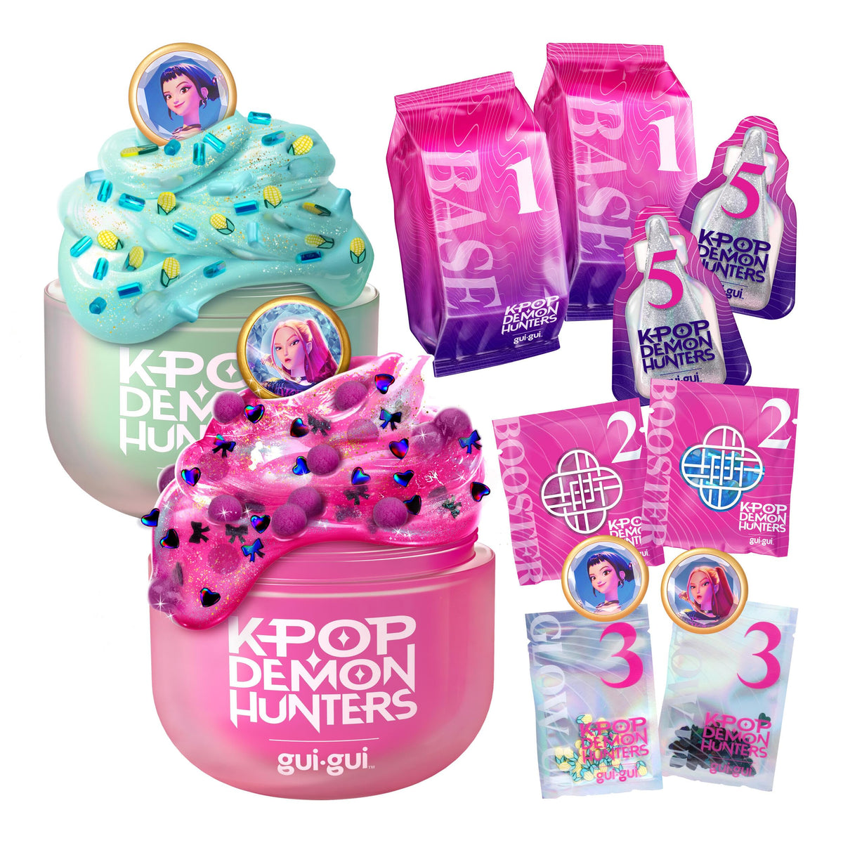 GUI GUI Kpop Demon Hunters Clear Slime & Gloss | Mira and Zoey Slime Kit