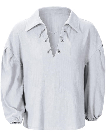 Kids Medieval Viking Pirate Renaissance Retro Costume Shirt For Boys Halloween Party Cosplay 6-8 Years White