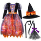 Spooktacular Creations Witch Costume Kids  Light Up Halloween Costumes Witch Dress with Hat and Broom for Girls  Sweet Wizard Set for Toddler Scary Halloween Themed Parties  Orange  L