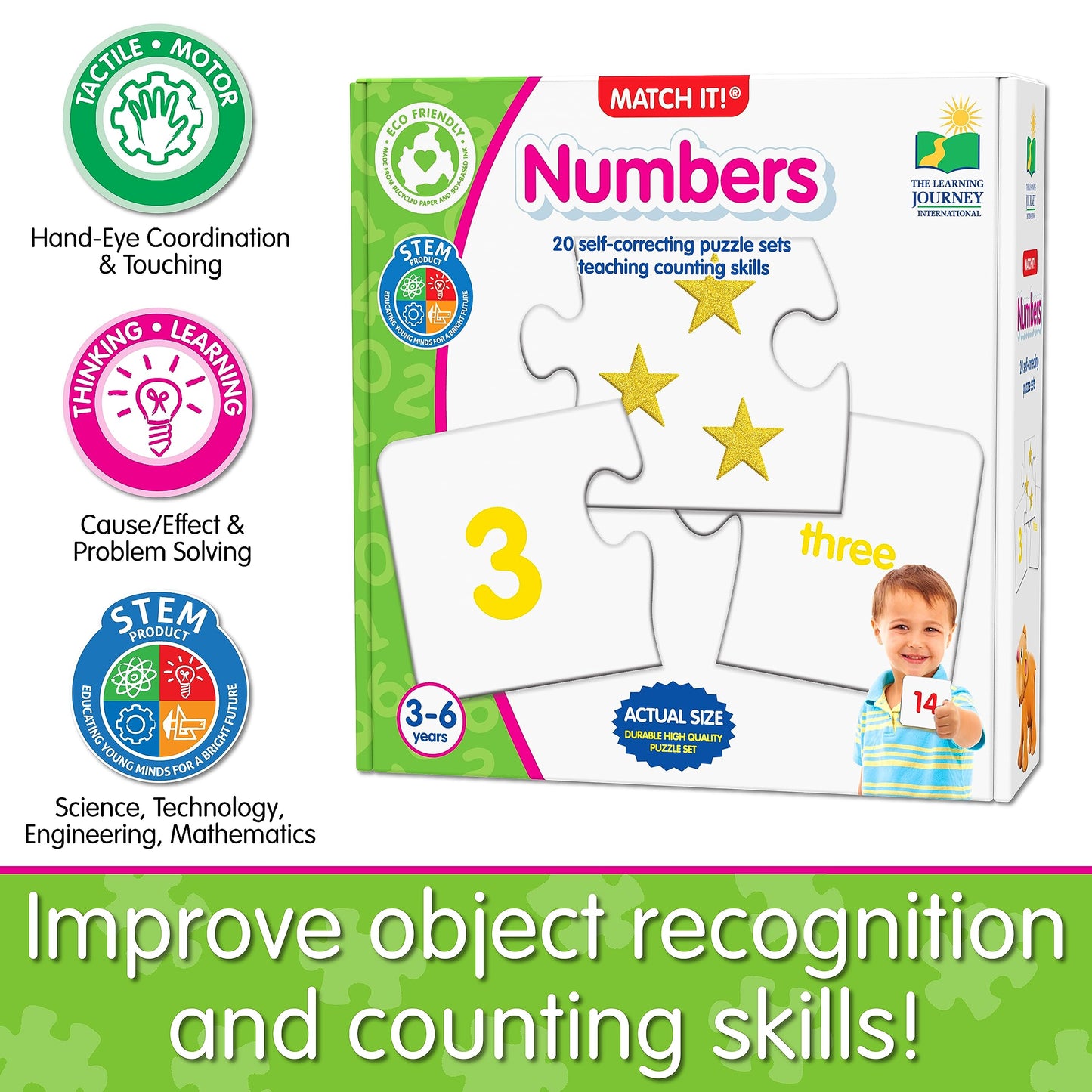 The Learning Journey Match It! Numbers Puzzles - Self-Correcting, Cardboard, Multicolor, Model 116432