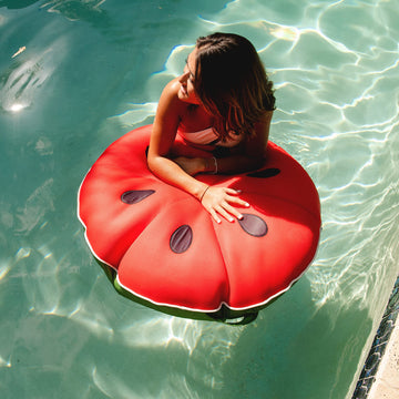 Big Joe Fruit Slice Small No Inflation Needed Pool Float, Watermelon Mesh, Quick Draining Fabric, 4 Feet Big