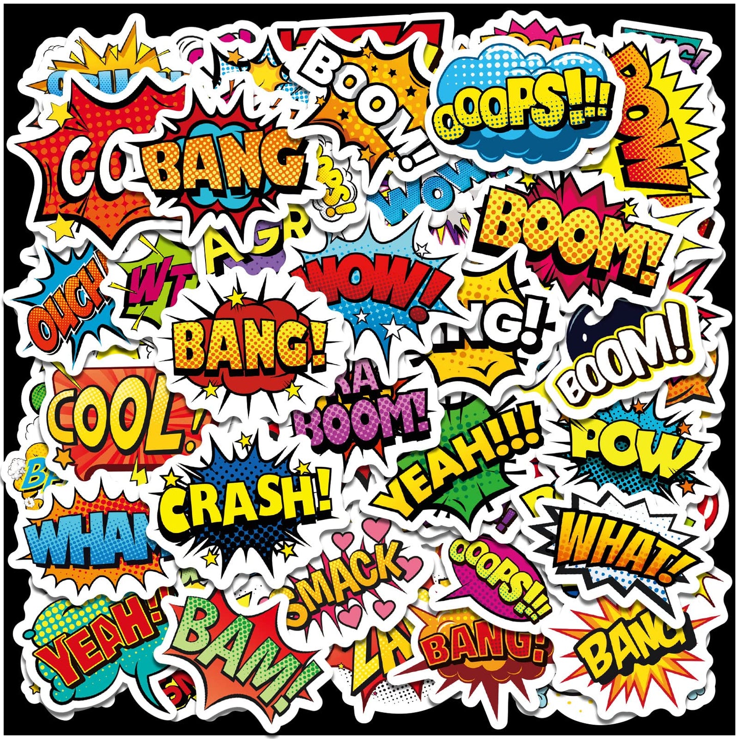 Cool Superhero Stickers 615 Count Boom Party Favors Goodie Gifts Bags Decor For Birthday Invitations Adhesive Stickers Decorations Cartoon Comic Style Stickers