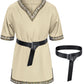 Kids Medieval Costume Boys Viking Tunic Knight Warrior Renaissance Shirts With Belt 8-10 Years Beige