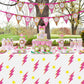 AellasNervalt 3Pcs Preppy Pink Lighting Bolt Party Tablecloths Plastic Rectangle Table Covers Disposable Y2k Tablecloth for Girl
