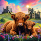 Springbok Highland Cows in The Countryside 500 Piece Jigsaw Puzzle - Endulge in a Colorful Escape with These Fuzzy Scottish Favorites