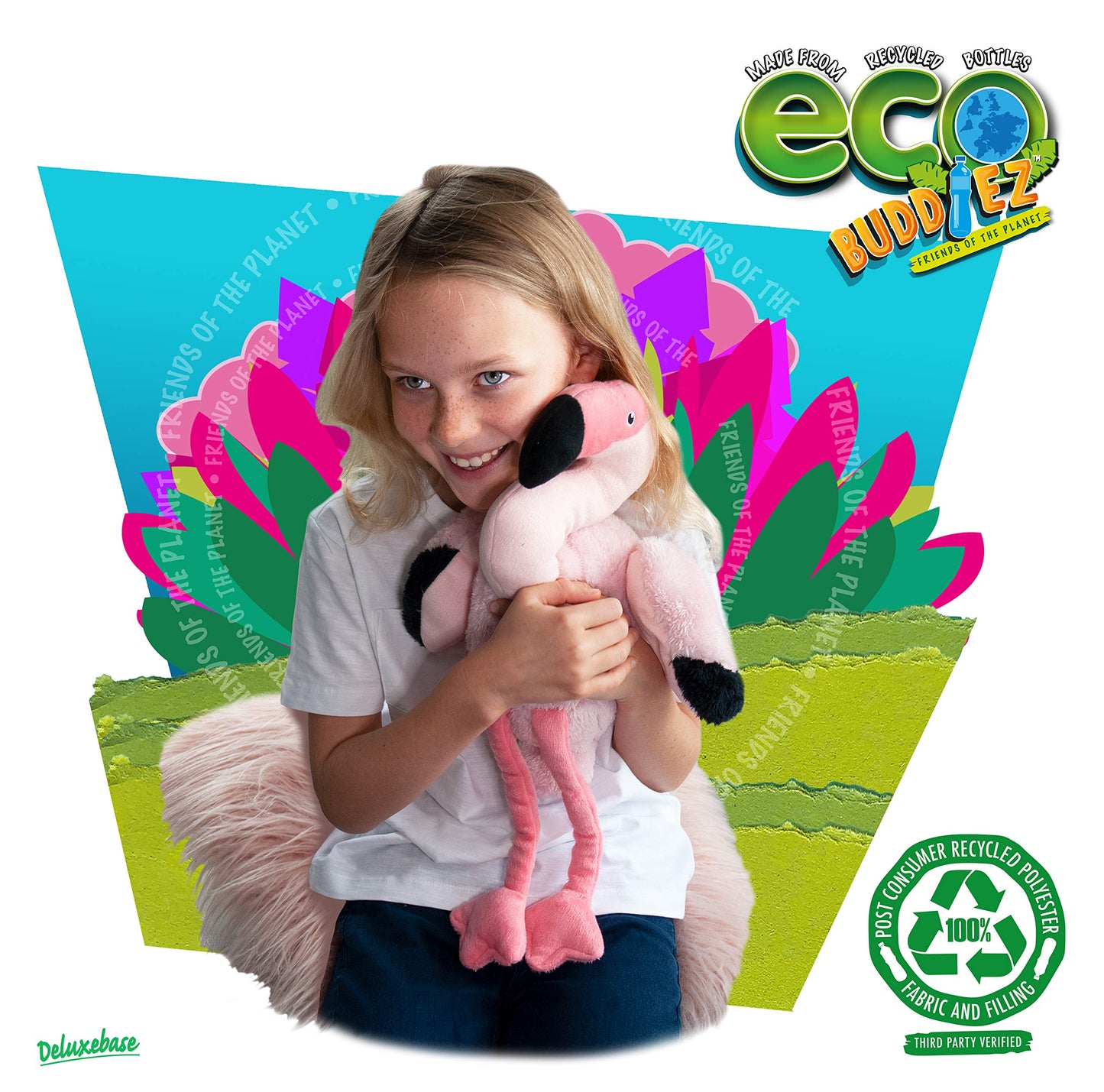 Ecobuddiez - Flamingo From Deluxebase. 13 Inch Flamingo Plush Toy. Eco Friendly Child Safe Flamingo Stuffed Animal Made From Recycled Plastic Bottles.
