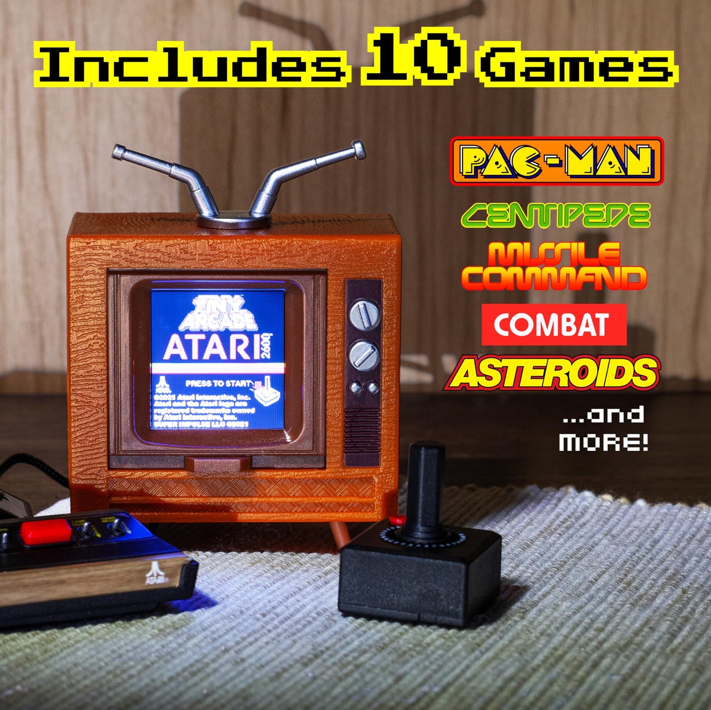 Super Impulse Tiny Arcade Atari 2600 Mini Retro Game Console - 3.5", Plastic, Multi, 10 Classic Games, Ages 8+