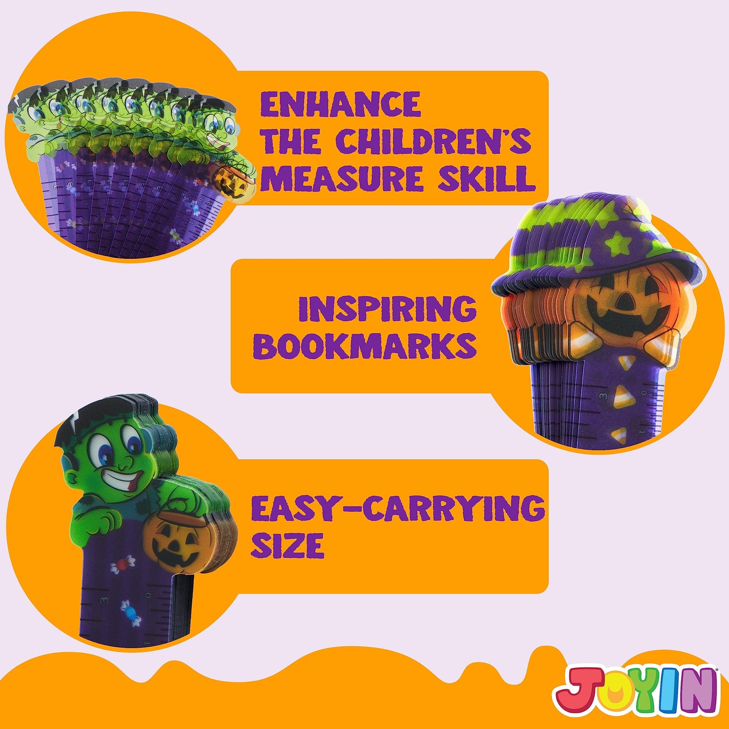 JOYIN 144 PCS Halloween Bookmark Rulers Party Favor Pack (6 Designs) with Halloween Themed Prints for Holiday Decorations, Goodi