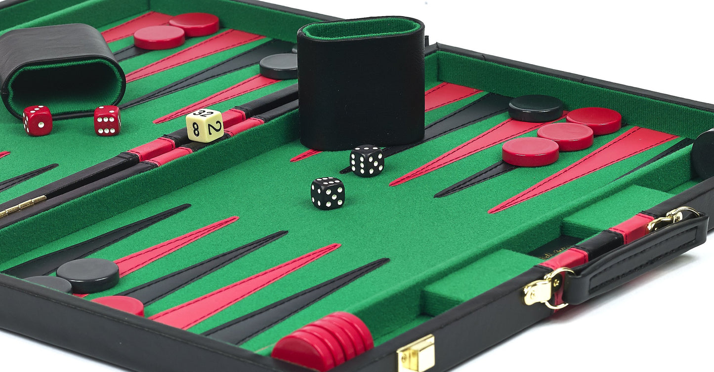 Bello Games Backgammon Set - Faux Leather, Available in Medium & Large Sizes, Green Color