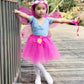 Fedio 4Pcs Girls Princess Fairy Costume Set With Wings, Tutu, Wand And Floral Wreath Veil For Children Ages 3-6 (Hot Pink)