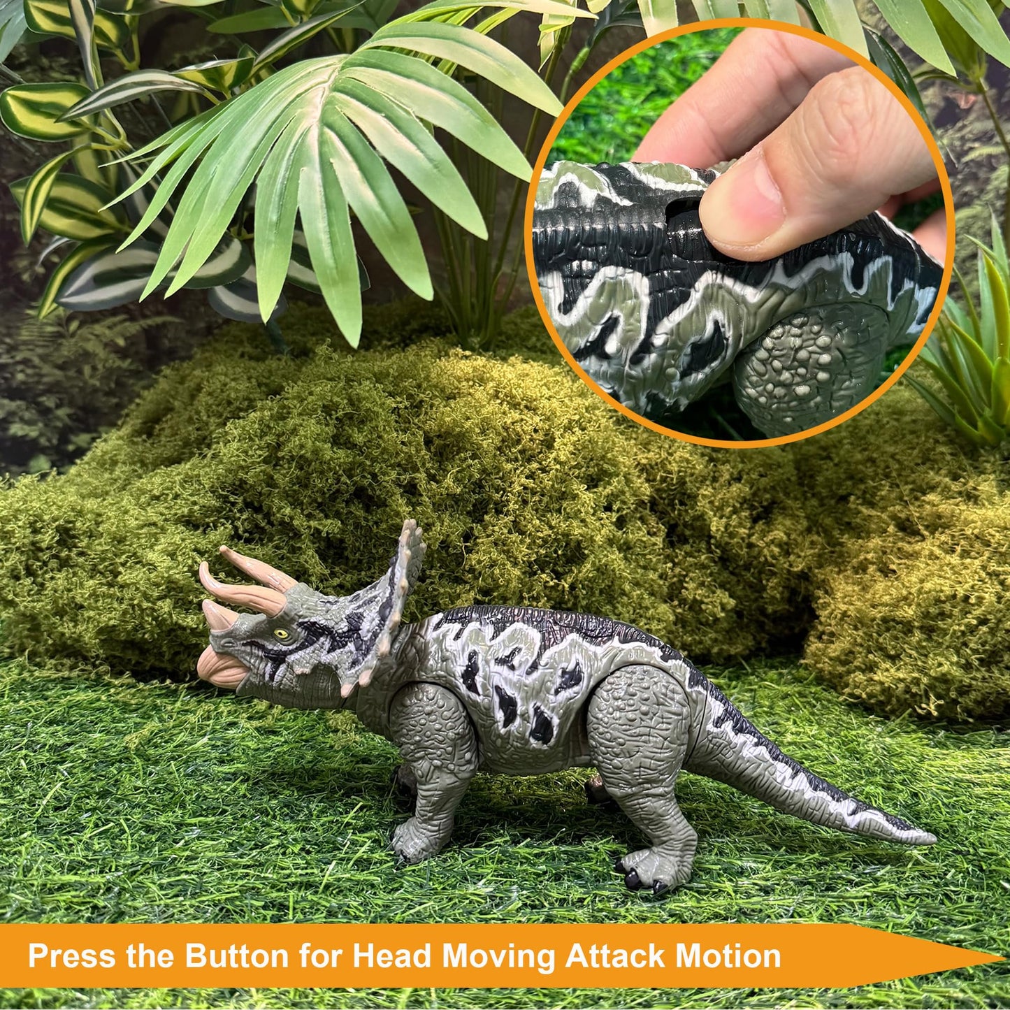 Eku Easyku Dinosaur Toys Tyrannosaurus Triceratops Quetzalcoatlus With Chomp Action, Movable Head Attack Motion, Wing Flapping A