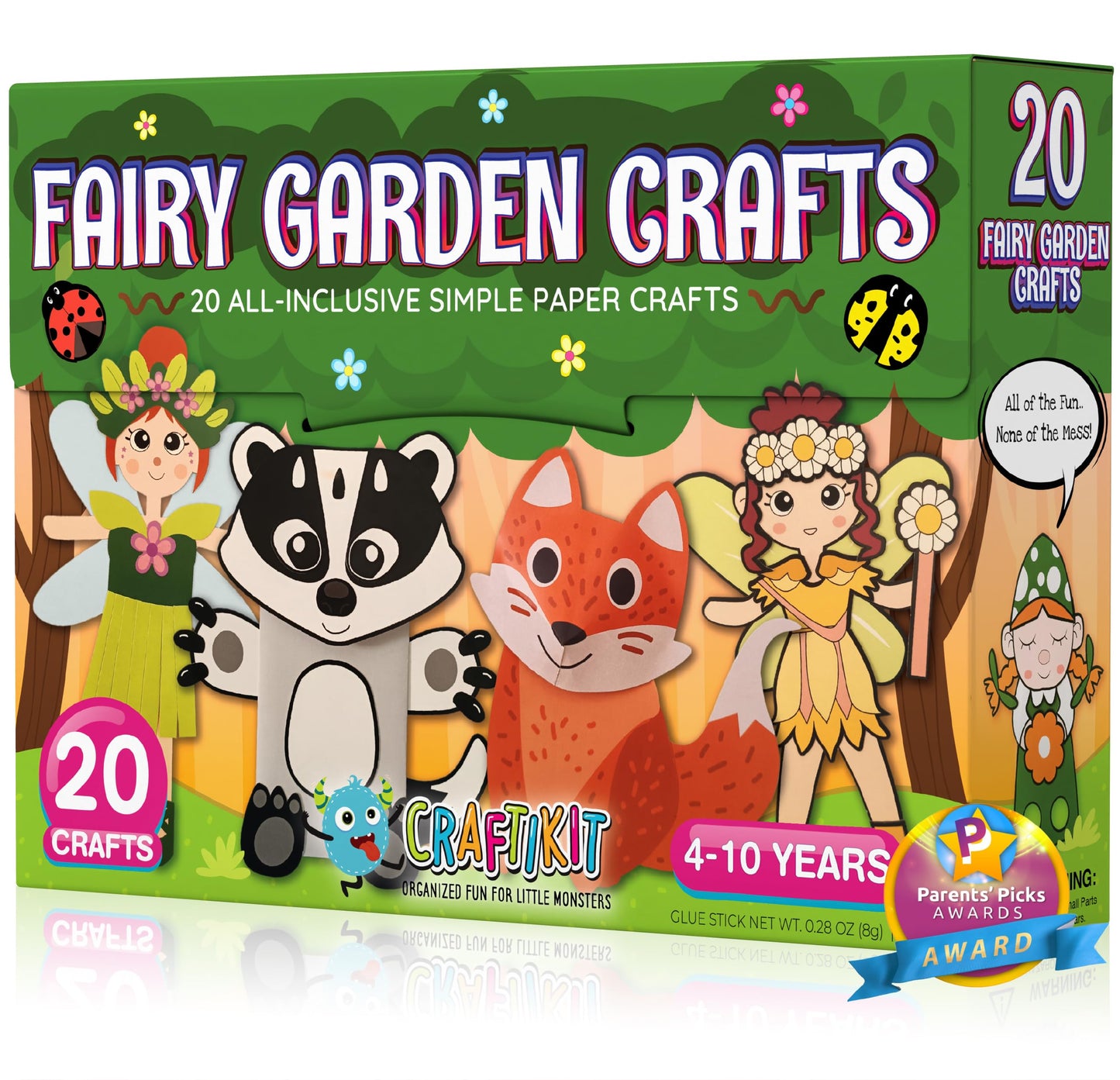 Craftikit® Fairy Garden Crafts for Kids - 20 All-Inclusive Paper Kits, Large Size, Ideal for Ages 3-10, Model CK005