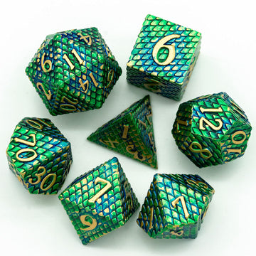 UDIXI DND Metal Dice Set, Polyhedral Dice Set for Role Playing Games, Metal D&D Dice for Dungeons and Dragons (Blue Green-Golden