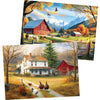 2 Pack 300 Pieces Puzzle for mature-themeds Autumn Puzzle Farm Jigsaw Puzzles 300 Pieces for mature-themeds Kids Seniors Countryside Jigsaw Puzzle enhanced Cardboard Puzzles for Tabletop Family Activity Gift