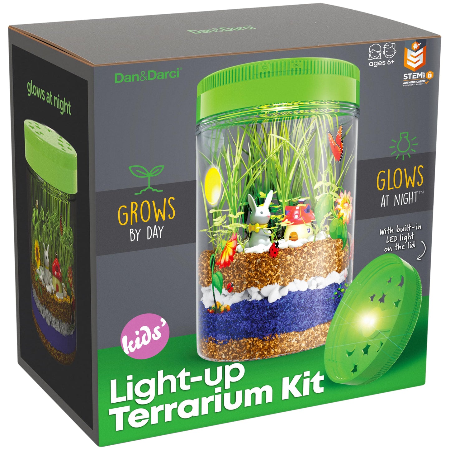 Dan&Darci Light-Up Terrarium Kit for Kids - STEM Educational DIY Toy - Multi-color - Ages 6-12 - Fun Craft Project