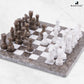 Radicaln Marble Chess Set 12 Inches Grey Oceanic And White Handmade Chess Sets For Adults - Travel Board Game For 2 Player Games