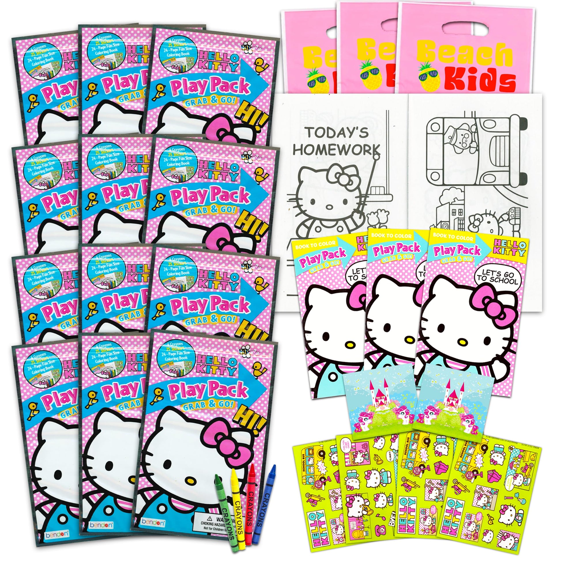 Hello Kitty Ultimate Party Favors Packs Bundle -- 12 Sets with Stickers, Coloring Books and Crayons (Party Supplies)