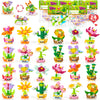24 Pack Valentines Day Gifts with Cards for Kids Party Favors - 3-in-1 STEM Flower & Plant Building Sets (72 Models), Classroom