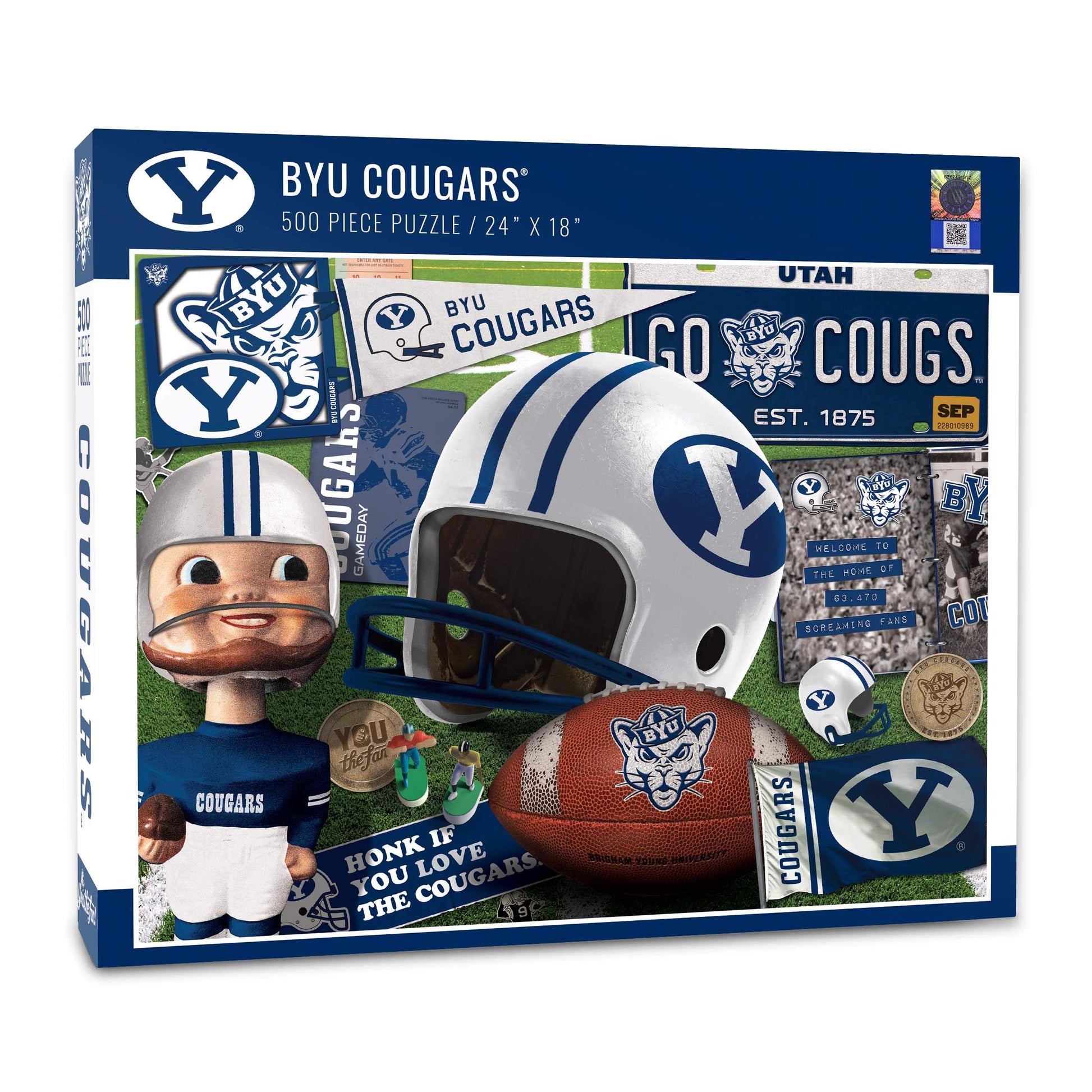 Youthefan Ncaa Byu Cougars Retro Series Puzzle - 500 Pieces, Team Colors, Large