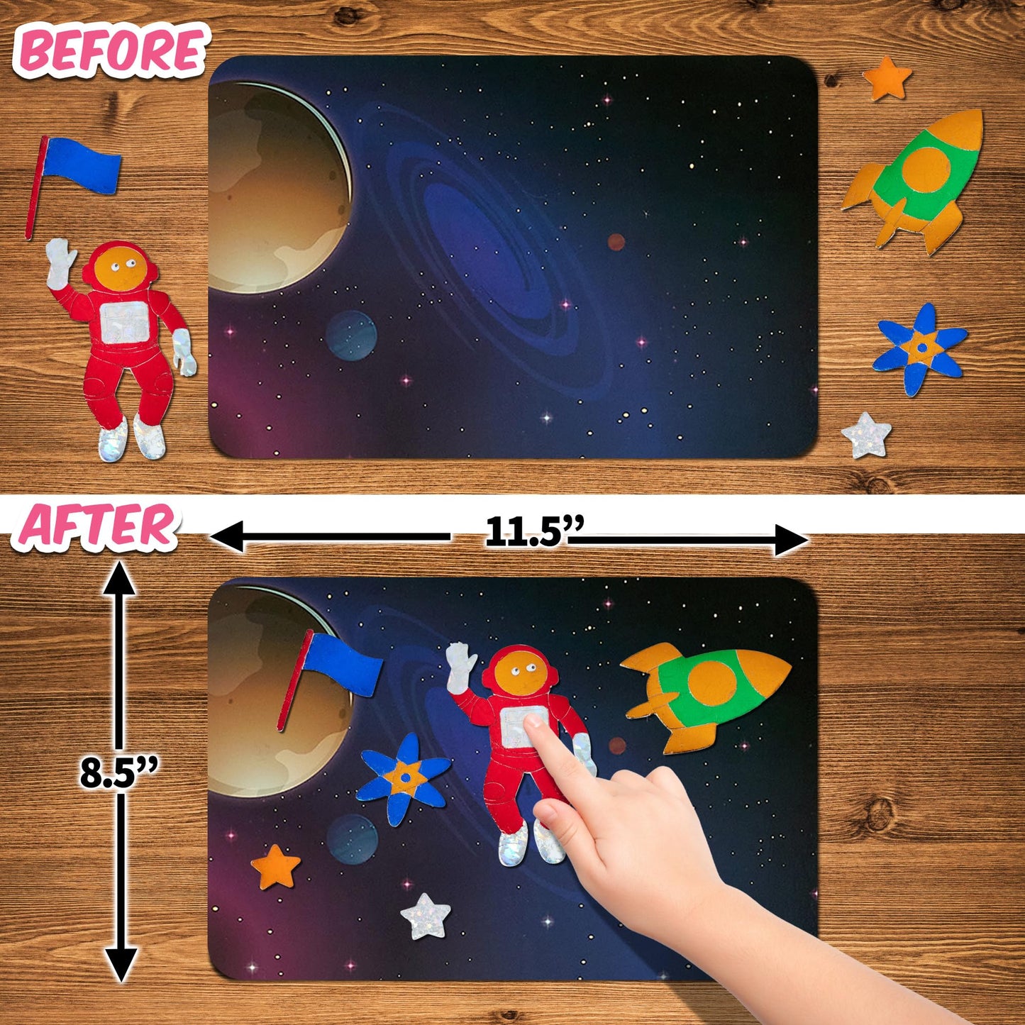 Playbees Foil Art Kit Outer Space - Preschool Arts and Crafts Kit for Kids- No Mess Art for Boys & Girls Ages 4, 5, 6, 7, 8, 9 Y