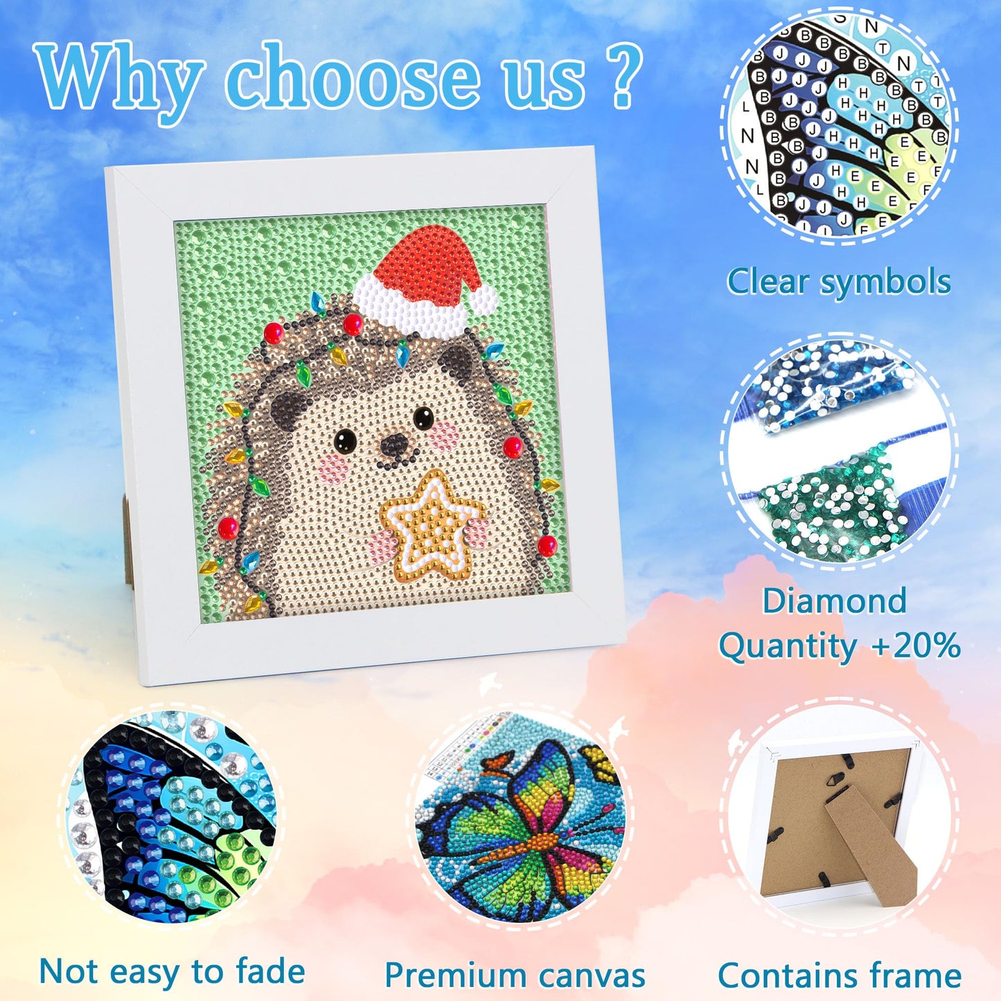 Libfx Diamond Art Kits for Kids with Frame Diamond Art for Girls Boys Beginners Arts and Crafts Ages 8-12 Birthday Gifts (Christ