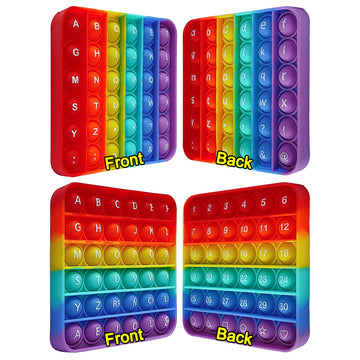 Alphabet Pop Fidget Toy Letters Abc Numbers Learning And Educational Toys Square Sensory Toys Popper Games Gifts For Kids Adhd Autism 2 Packs Double Side(Alphabet Numbers And Uppercase Lowercase)