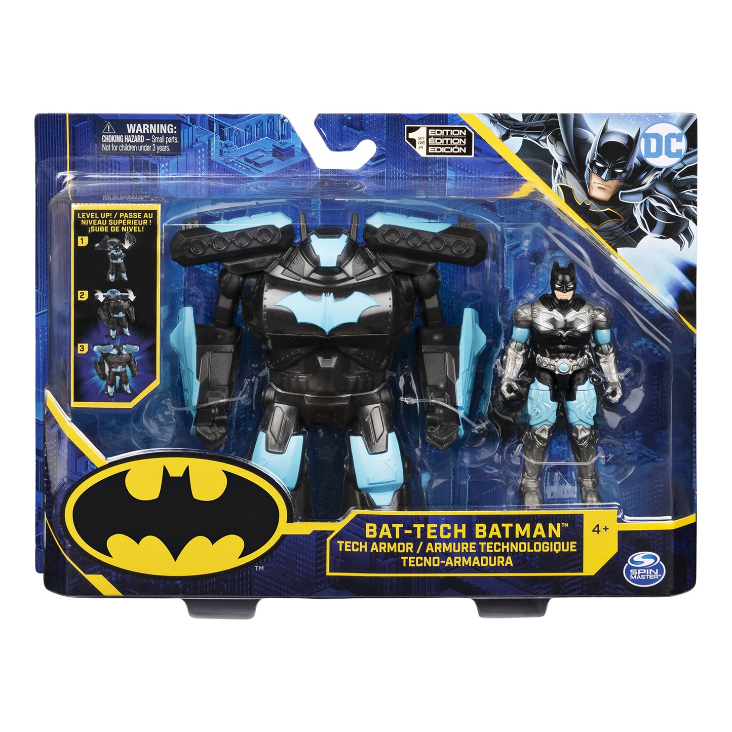 Batman 4-inch Batman Action Figure with Transforming Tech protective covering  Kids Toys for Boys Ages 3 and Up