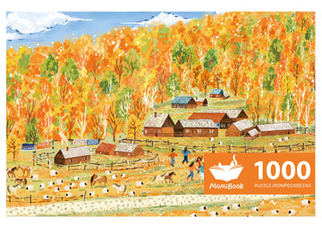 Momibook Puzzles For Adults 1000 Piece Jigsaw Puzzles Of Autumn In The Mountains And Wilderness, Fall Painting Image Challenging