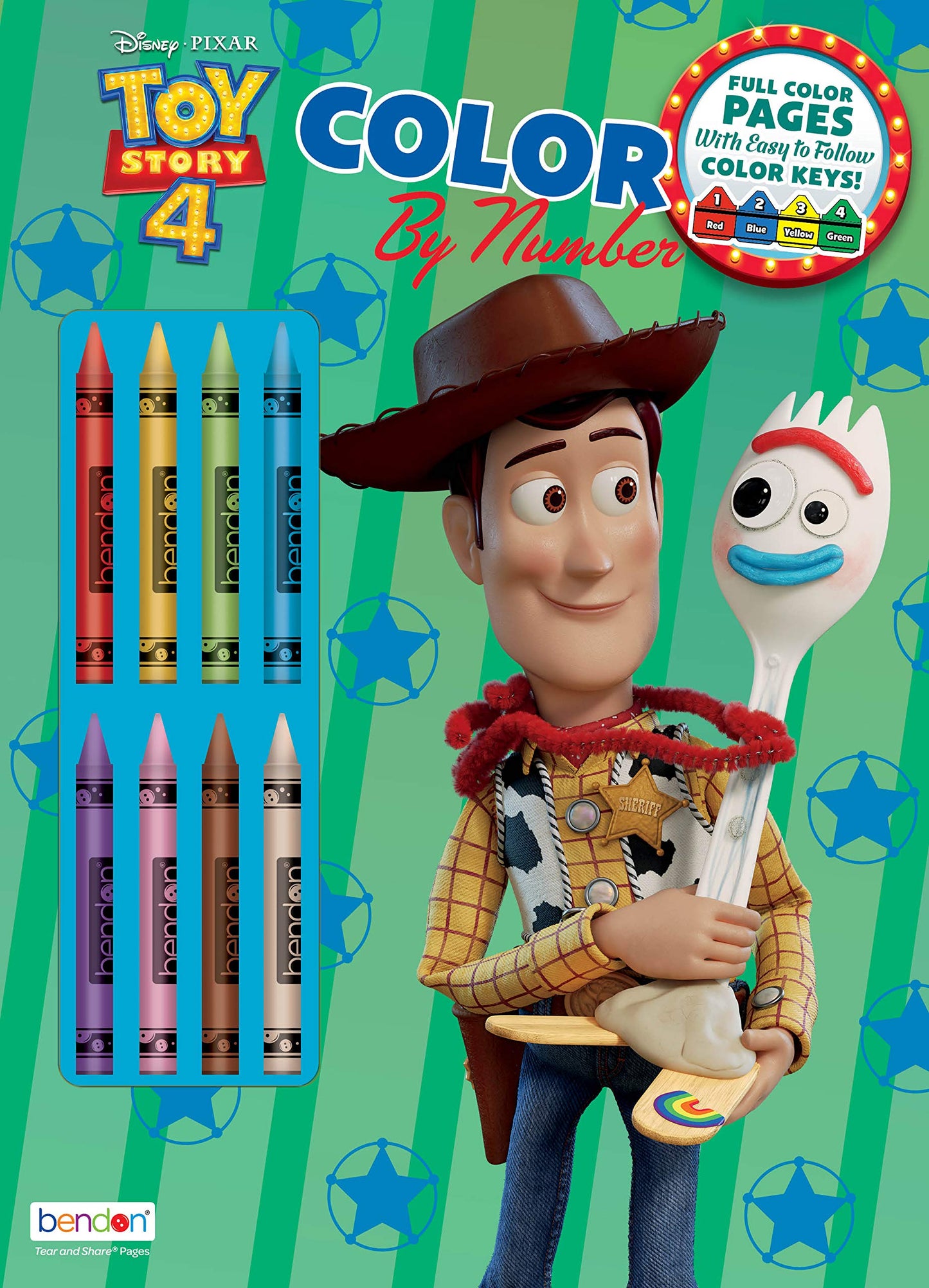 Toy Story Disney 4 32-Page Color by Number Activity Book with 8 Crayons 45662 Bendon
