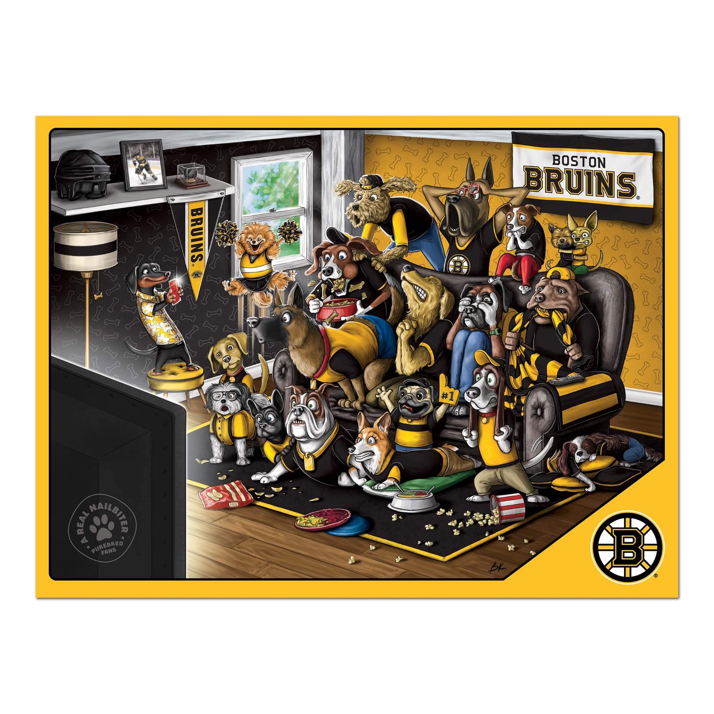 Youthefan Nhl Boston Bruins Purebred Fans 500Pc Puzzle - A Real Nailbiter