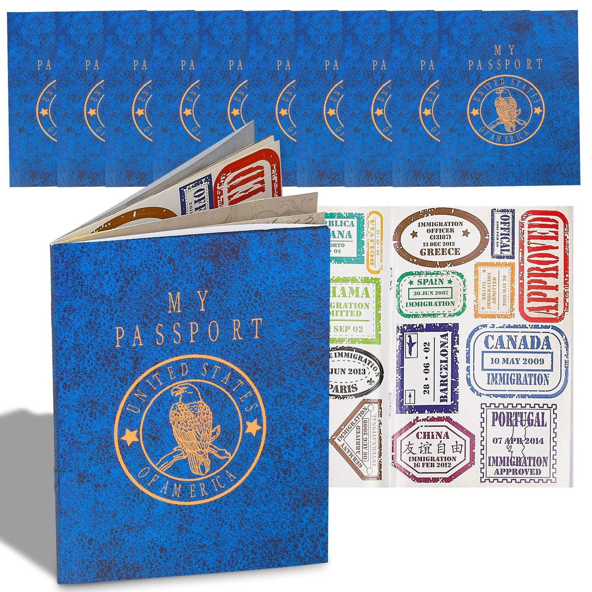 Playbees Passport Sticker Book for Boys and Girls - 12 Pack - Pad of Famous Places Motivational Treats, Party Favors, Game Prize