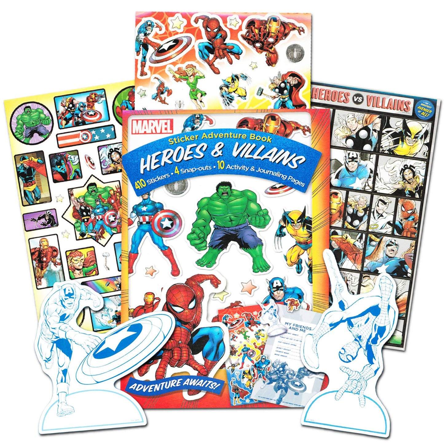 Marvel Avengers Coloring Book Super Set with Stickers (3 Jumbo Books - Over 300 Stickers Total Featuring Captain America, Thor,