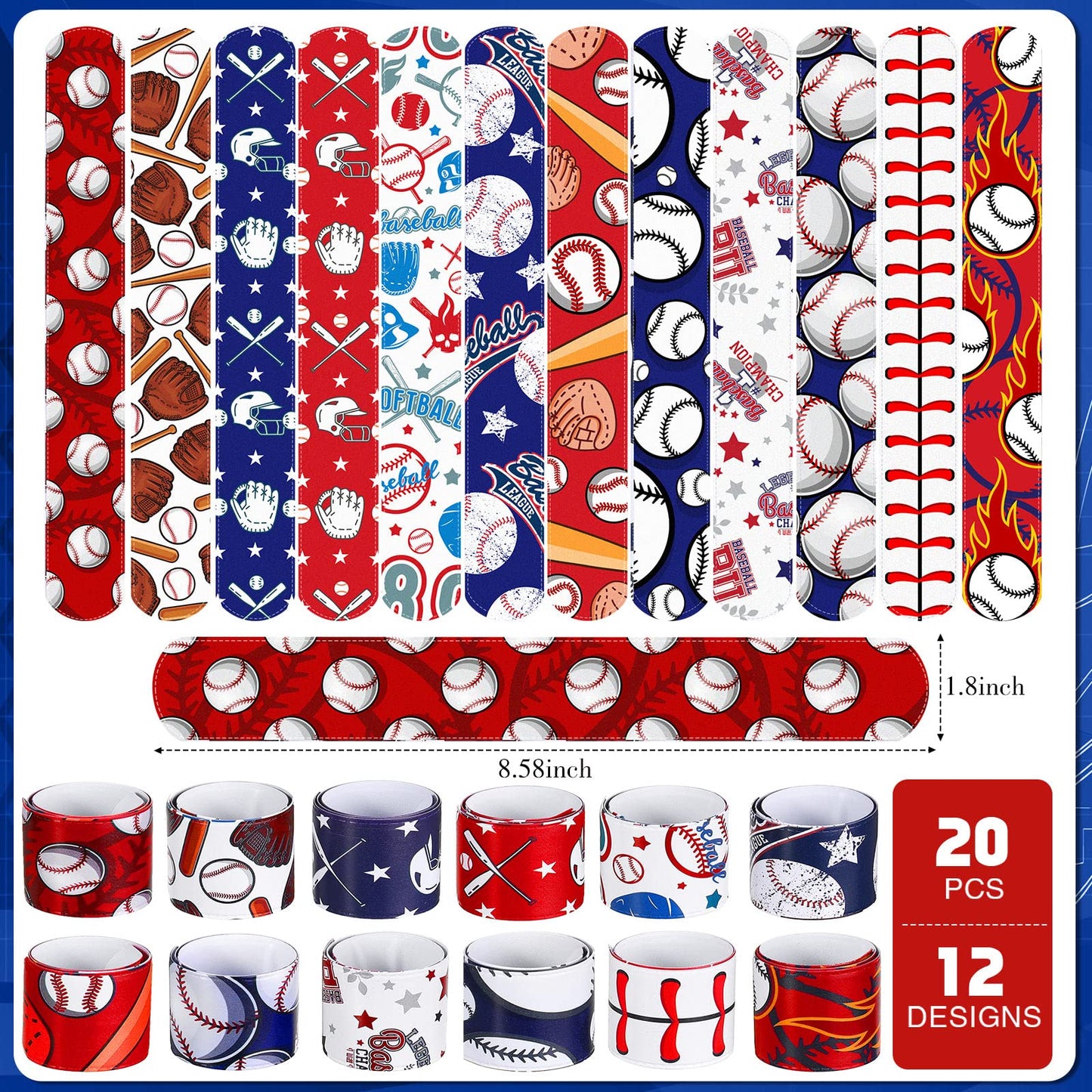 Aoriher 194 Pcs Baseball Party Favor Set Sport Party Gift Bulk Baseball Goodie Bag Filler Mini Ball Toy Silicone Bracelet Tattoo