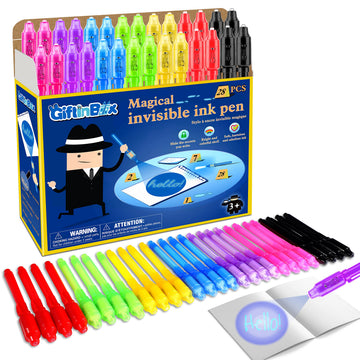 Giftinbox Invisible Ink Pen, 28Pcs Spy Pen With Uv Light For Kids, Birthday Party Favors For Kids 4-8 8-12, Classroom Prize For Students Magic Marker For Secret Message