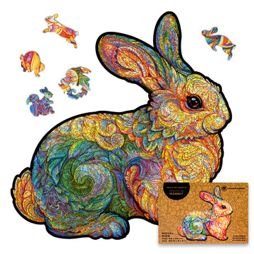 Unidragon Original Wooden Jigsaw Puzzles - Precious Rabbit, 700 Pcs, Royal Size 20.8'X21.6', Beautiful Gift Package, Unique Shape Best Gift For Adults And Kids
