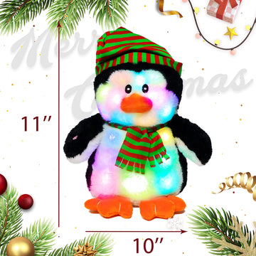 Cuteoy Penguin Led Stuffed Animal Light-Up Plush Birthday Christmas Plushies Toy Gifts For Kids Toddler Girls, 11'